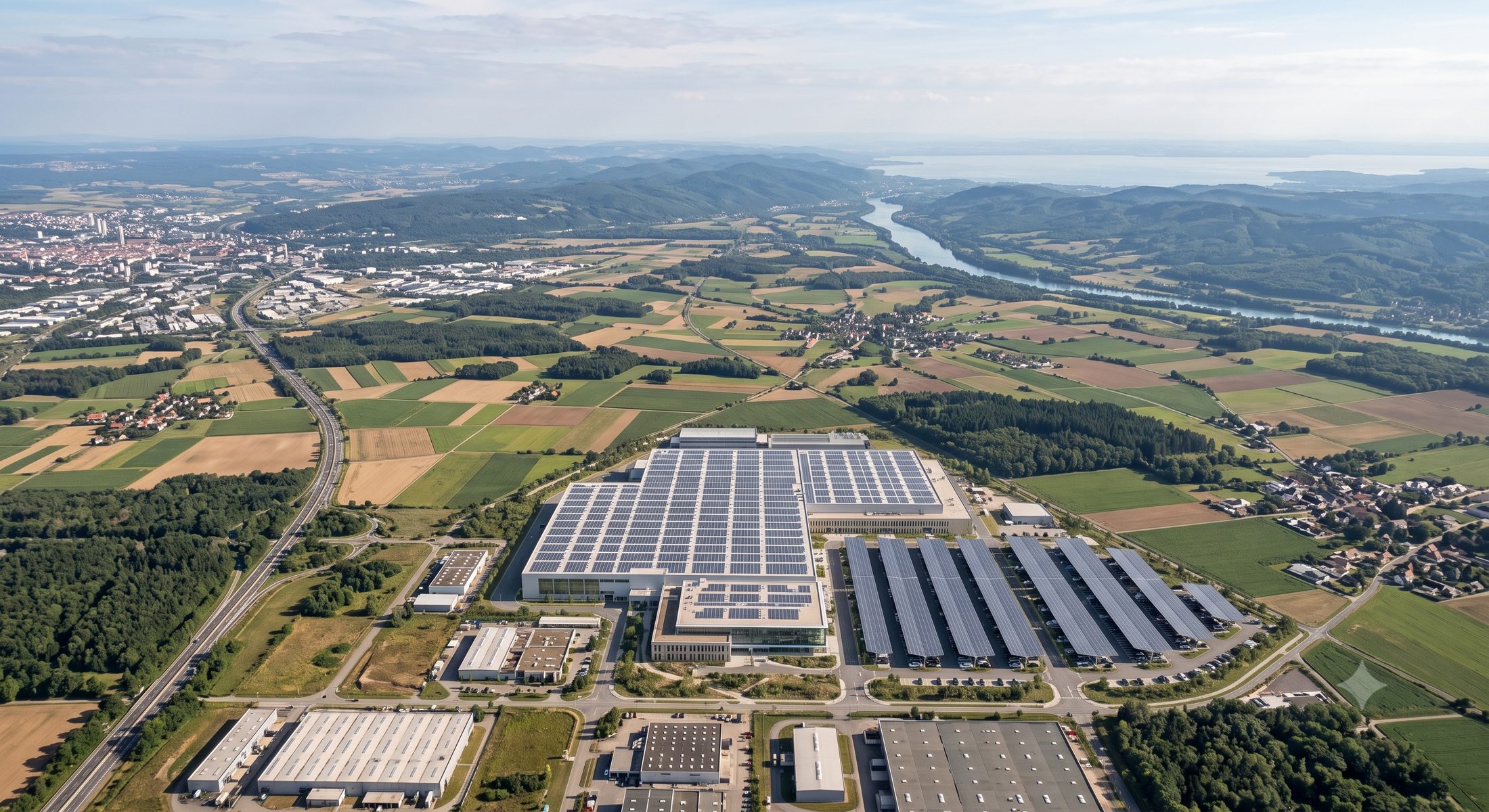 Decarbonised industrial site fitted with rooftop photovoltaic panels